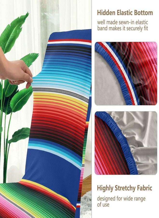 xigua Mexican Serape Stripe Dining Room Chair Covers 4 Pack, Washable Removable Dining Chair Slipcover Stretch Parsons Chair Protector for Kitchen, Hotel, Restaurant - Image 4