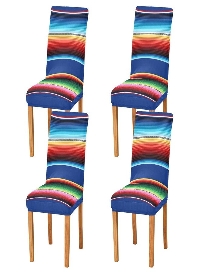xigua Mexican Serape Stripe Dining Room Chair Covers 4 Pack, Washable Removable Dining Chair Slipcover Stretch Parsons Chair Protector for Kitchen, Hotel, Restaurant - Image 2