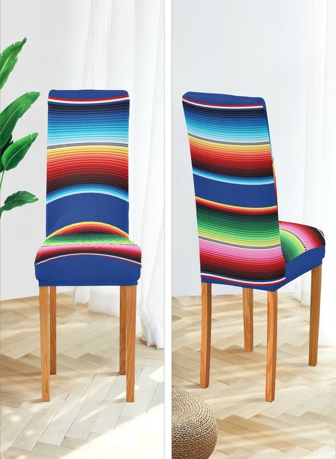 xigua Mexican Serape Stripe Dining Room Chair Covers 4 Pack, Washable Removable Dining Chair Slipcover Stretch Parsons Chair Protector for Kitchen, Hotel, Restaurant - Image 5