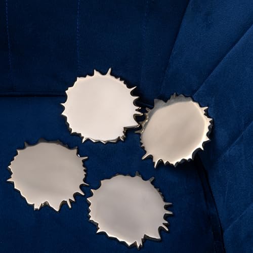 GIBOX Designer Gold Spilled Matt Finish Fancy Metal Anti Slip Tea Coaster (Set of 4) for Kitchen Home & Bar Accessories Home Decor Dinning Gifts Restaurants Living Rooms, Coffee Table - Image 3