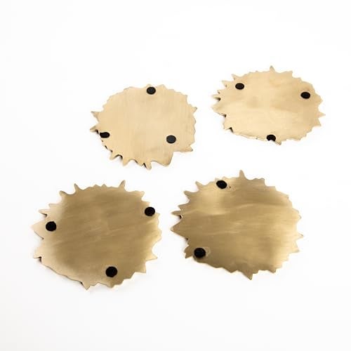 GIBOX Designer Gold Spilled Matt Finish Fancy Metal Anti Slip Tea Coaster (Set of 4) for Kitchen Home & Bar Accessories Home Decor Dinning Gifts Restaurants Living Rooms, Coffee Table - Image 4