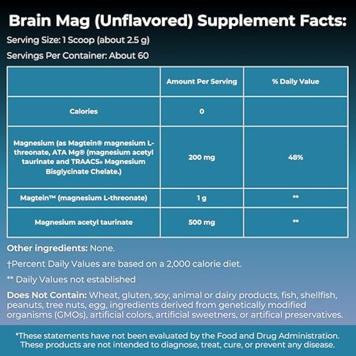 MYOXCIENCE Brain Mag | Magnesium L-Threonate Magtein & Magnesium Glycinate Powder (Unflavored) (60 Servings) - Image 2