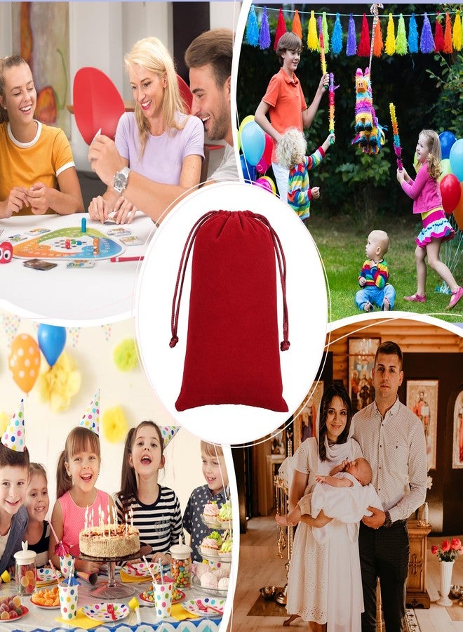 Tapleap Velvet Bags, Red Jewelry Pouch, 4x6 inches Small Drawstring Pouch, For Wrapping Mini Gift, Coin, Bracelet - Image 4