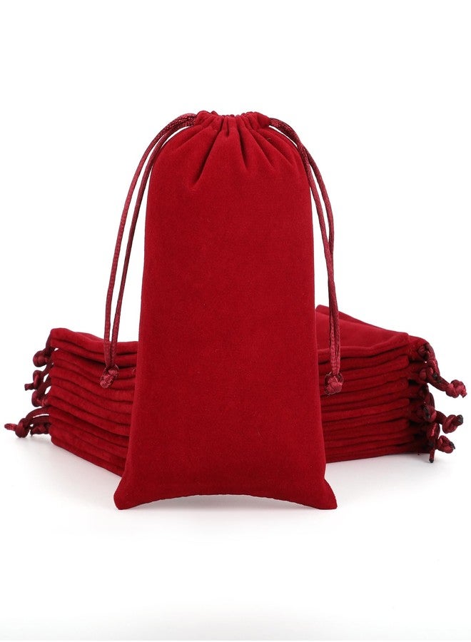 Tapleap Velvet Bags, Red Jewelry Pouch, 4x6 inches Small Drawstring Pouch, For Wrapping Mini Gift, Coin, Bracelet - Image 1