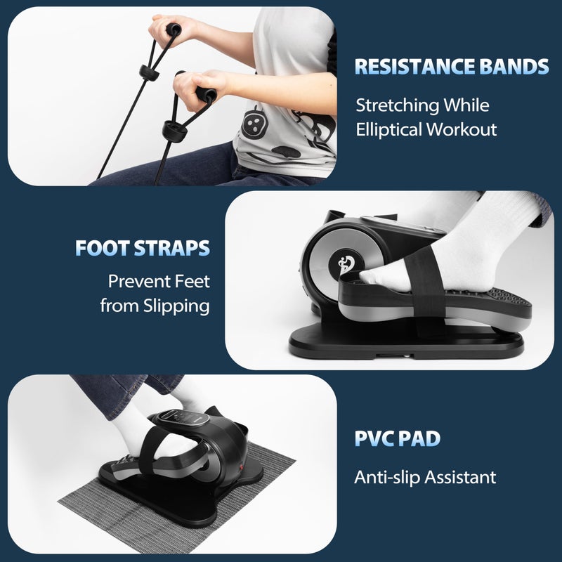 Dablor Under Desk Elliptical Machine, Eliptical Leg Exerciser As Seen On TV with Remote,12 Speed Levels for Whole Family,Forward & Reverse Direction, Auto & Manual Mode, Quiet Portable Machine, Home & Office - Image 4