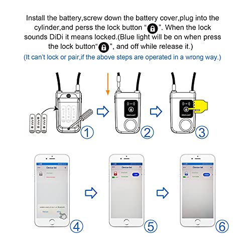 NUNET Bluetooth Bike Lock, NULOCK Anti-Theft Waterproof 71in Steel Cable, Keyless APP Controlled, 110db Alarm, for Bicycle, Scooter, Motorcycle, Gray - Image 4