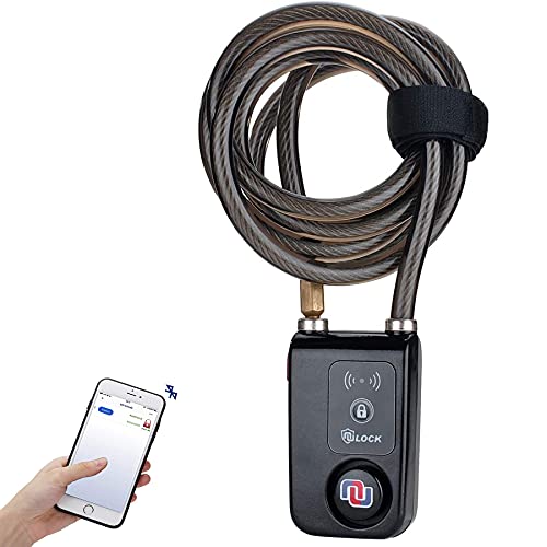 NUNET Bluetooth Bike Lock, NULOCK Anti-Theft Waterproof 71in Steel Cable, Keyless APP Controlled, 110db Alarm, for Bicycle, Scooter, Motorcycle, Gray - Image 1