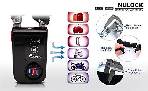 NUNET Bluetooth Bike Lock, NULOCK Anti-Theft Waterproof 71in Steel Cable, Keyless APP Controlled, 110db Alarm, for Bicycle, Scooter, Motorcycle, Gray - Image 2