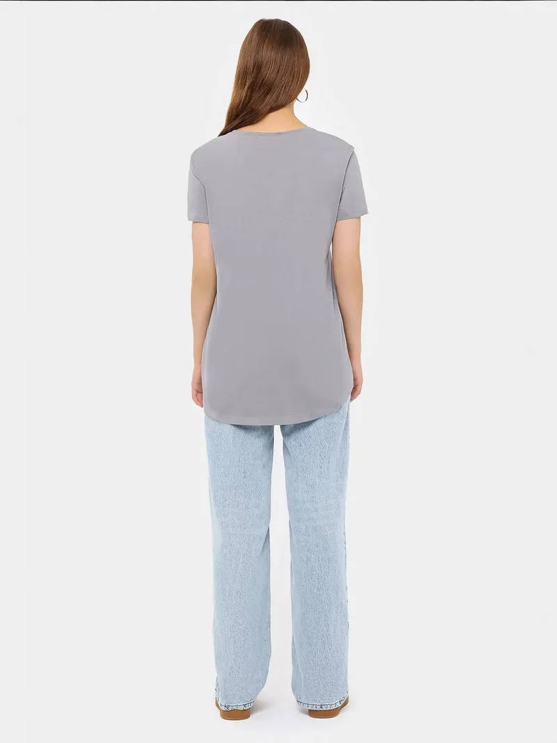 HICCUP Basic Round Neck Short Sleeve T-Shirt