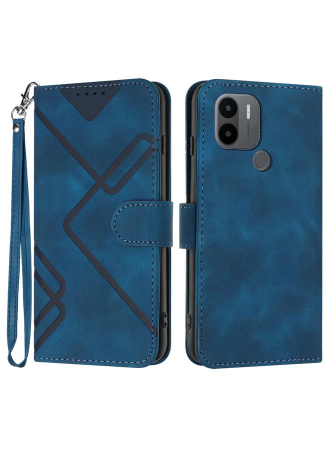 The Bros Case For Xiaomi Redmi A1+ Line Pattern Skin Feel Leather Phone Case