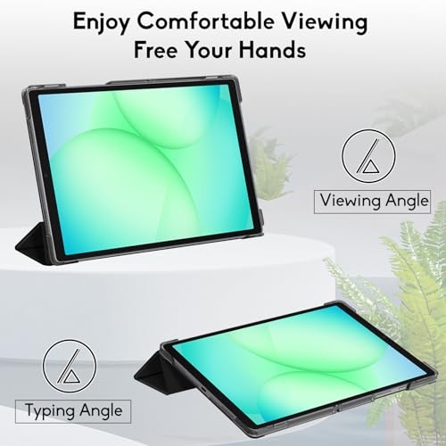 Robustrion Cover for Samsung Galaxy Tab A11 8.7 inch/Tab A9 8.7" Cover Case, Flip Stand Cover Case for Samsung Galaxy Tab A9 / A11 Tablet Cover with Transparent Back - Black - Image 3