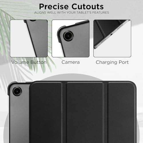 Robustrion Cover for Samsung Galaxy Tab A11 8.7 inch/Tab A9 8.7" Cover Case, Flip Stand Cover Case for Samsung Galaxy Tab A9 / A11 Tablet Cover with Transparent Back - Black - Image 4