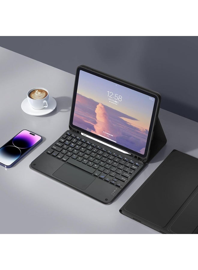 MUNTAQI حافظة لوحة المفاتيح مع مفاتيح إنجليزية - غطاء لوحة مفاتيح بلوتوث عالمي للأجهزة اللوحية 10.2"/10.5"/9"/8"/7" آيباد وأجهزة أندرويد، لوحة مفاتيح لاسلكية قابلة للفصل مع حامل، وضع السكون/الاستيقاظ التلقائي - Image 2