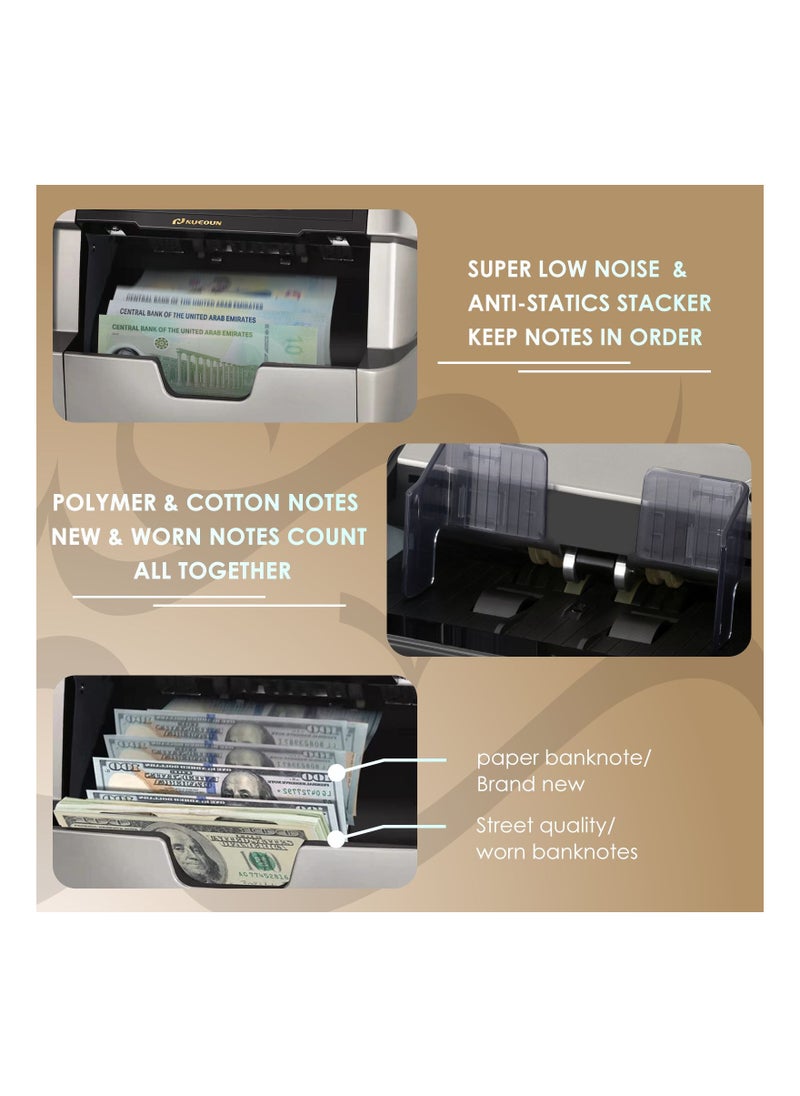 NUCOUN - NUCOUN VC-7 Bank Grade Money Counter Machine Multi Currency Mixed Denomination Cash Counter Value Counter, Serial Number Reading, 2CIS/UV/IR/MG/MT Counterfeit Detection - Image 1