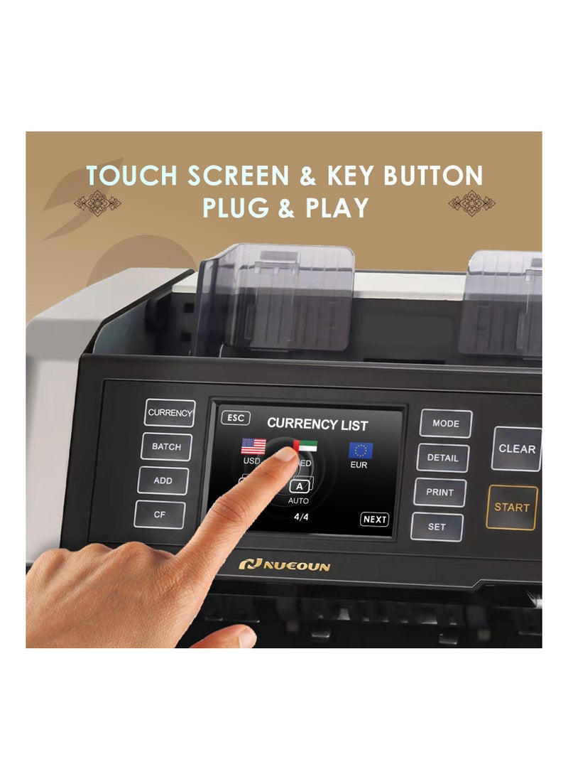 NUCOUN - NUCOUN VC-7 Bank Grade Money Counter Machine Multi Currency Mixed Denomination Cash Counter Value Counter, Serial Number Reading, 2CIS/UV/IR/MG/MT Counterfeit Detection - Image 1