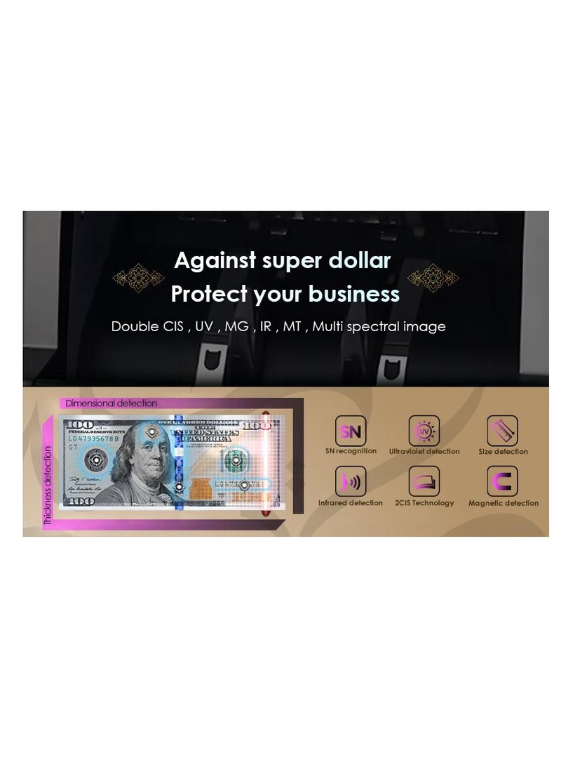 NUCOUN - NUCOUN VC-7 Bank Grade Money Counter Machine Multi Currency Mixed Denomination Cash Counter Value Counter, Serial Number Reading, 2CIS/UV/IR/MG/MT Counterfeit Detection - Image 1
