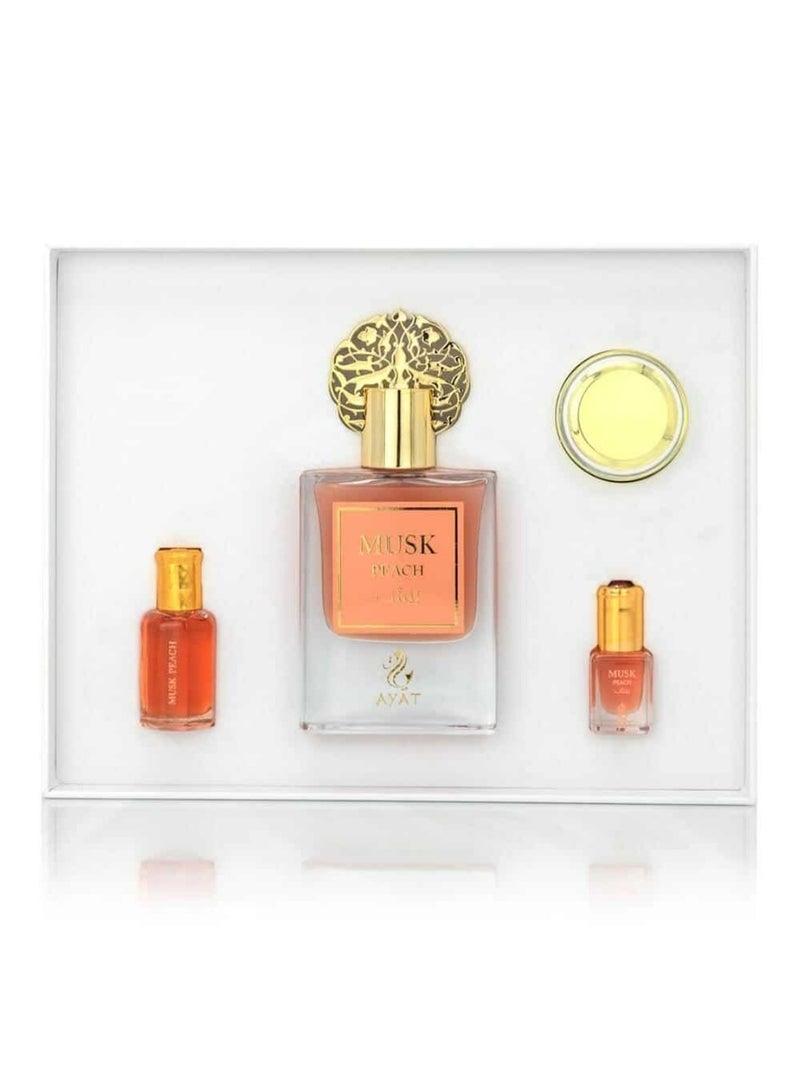 Ayat Perfumes Musk Peach Gift Set – Peach, White Musk & Floral – Long Lasting Unisex Arabian Perfume Set - Image 1