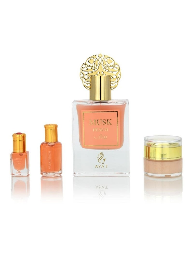 Ayat Perfumes Musk Peach Gift Set – Peach, White Musk & Floral – Long Lasting Unisex Arabian Perfume Set - Image 2
