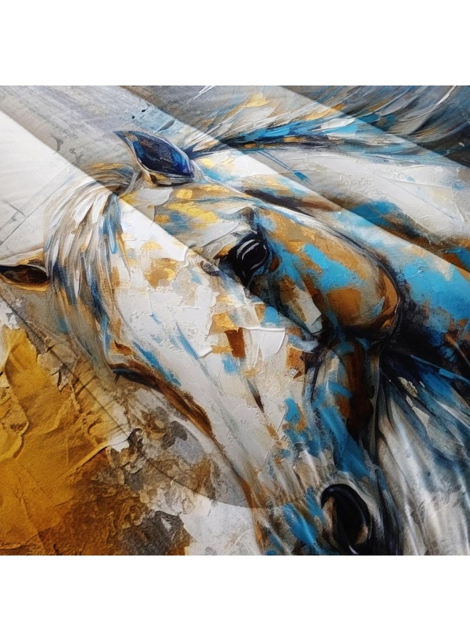 Nttopship Horse Canvas Comforter Set Full Size, 100% Soft Ultra-fine Fiber Four Season White Horse Comforter Set - Image 5