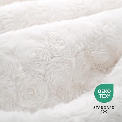 VFROO Double-Sided Faux Fur Throw Blanket, Fuzzy Soft Plush Thick Warm Fluffy Shaggy Fuzzy Blanket for Couch, Sofa, Bedroom, Luxury Blanket Valentines Day Gifts for Her, White, 50"x60" - Image 4