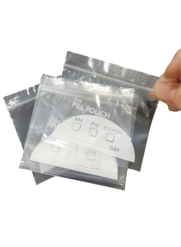 Hihonor Pill Pouch Bags - (Pack of 400)- BPA Free, Poly Bag Disposable Zipper Pills Baggies, Daily AM PM Travel Medicine Organizer Storage Pouches, Best Clear Reusable with Write-on Labels - Image 1