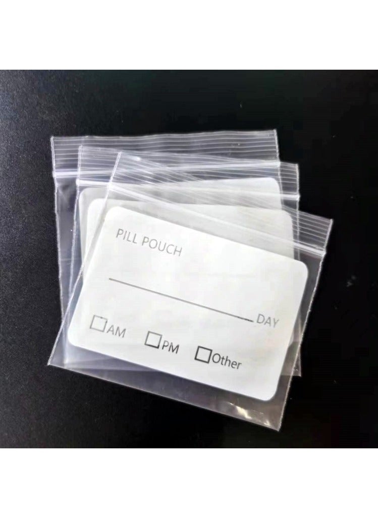 Hihonor Pill Pouch Bags - (Pack of 400)- BPA Free, Poly Bag Disposable Zipper Pills Baggies, Daily AM PM Travel Medicine Organizer Storage Pouches, Best Clear Reusable with Write-on Labels - Image 3