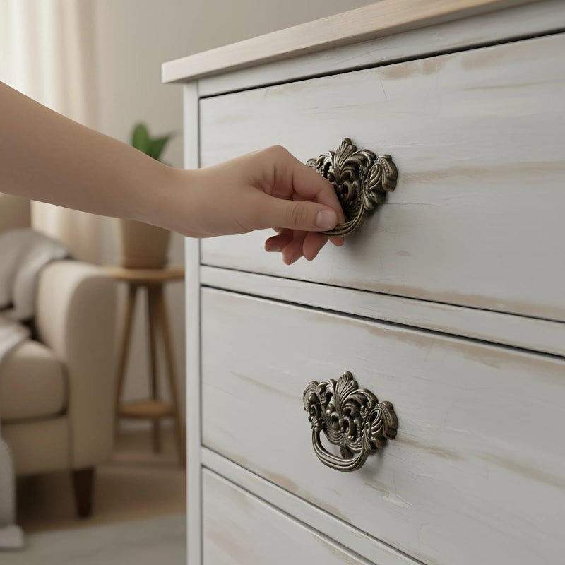 KH866 3 Inch C-C Vintage Drawer Pulls â€“ 4PCS 3'' Dark Antique Bronze Cabinet Handle Brass Dresser Pulls Kitchen Hardware 76mm Centers Furniture Handles and Knobs for Drawer Pull Cabinet Door - Image 5