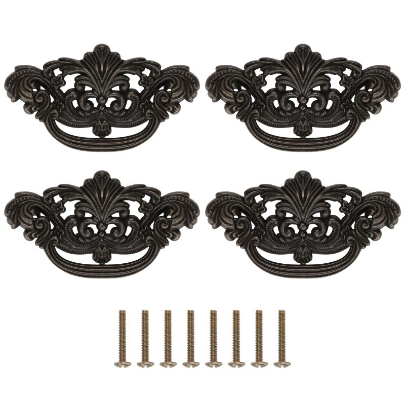 KH866 3 Inch C-C Vintage Drawer Pulls â€“ 4PCS 3'' Dark Antique Bronze Cabinet Handle Brass Dresser Pulls Kitchen Hardware 76mm Centers Furniture Handles and Knobs for Drawer Pull Cabinet Door - Image 1