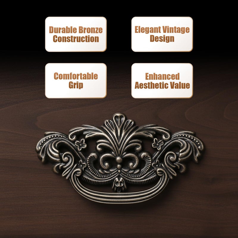 KH866 3 Inch C-C Vintage Drawer Pulls â€“ 4PCS 3'' Dark Antique Bronze Cabinet Handle Brass Dresser Pulls Kitchen Hardware 76mm Centers Furniture Handles and Knobs for Drawer Pull Cabinet Door - Image 2