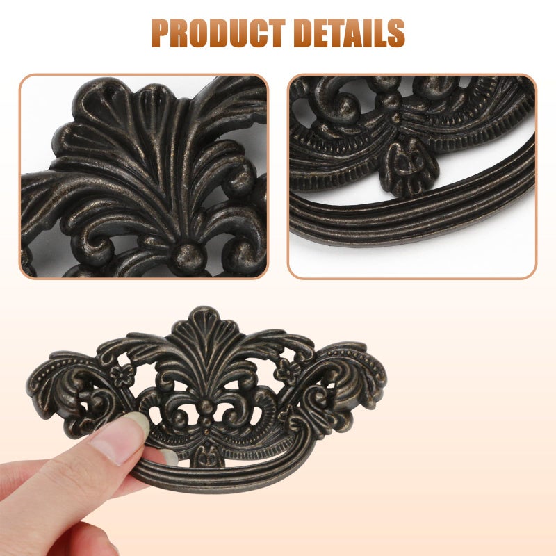 KH866 3 Inch C-C Vintage Drawer Pulls â€“ 4PCS 3'' Dark Antique Bronze Cabinet Handle Brass Dresser Pulls Kitchen Hardware 76mm Centers Furniture Handles and Knobs for Drawer Pull Cabinet Door - Image 3