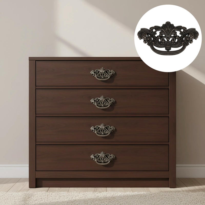 KH866 3 Inch C-C Vintage Drawer Pulls â€“ 4PCS 3'' Dark Antique Bronze Cabinet Handle Brass Dresser Pulls Kitchen Hardware 76mm Centers Furniture Handles and Knobs for Drawer Pull Cabinet Door - Image 4