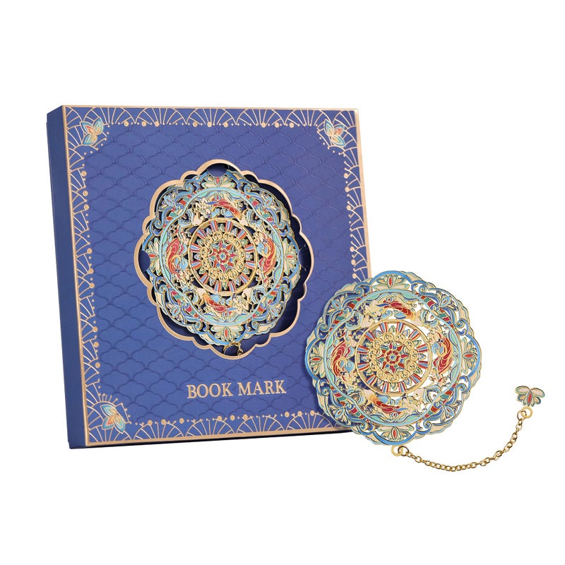 emmoolife Luxury Metal Bookmark Gift Set, Dunhuang Themed, 1 Bookmark with Pendant, Elegant Christmas New Year Gift Box for Women Book Lovers Writers Readers Teenage - Image 1