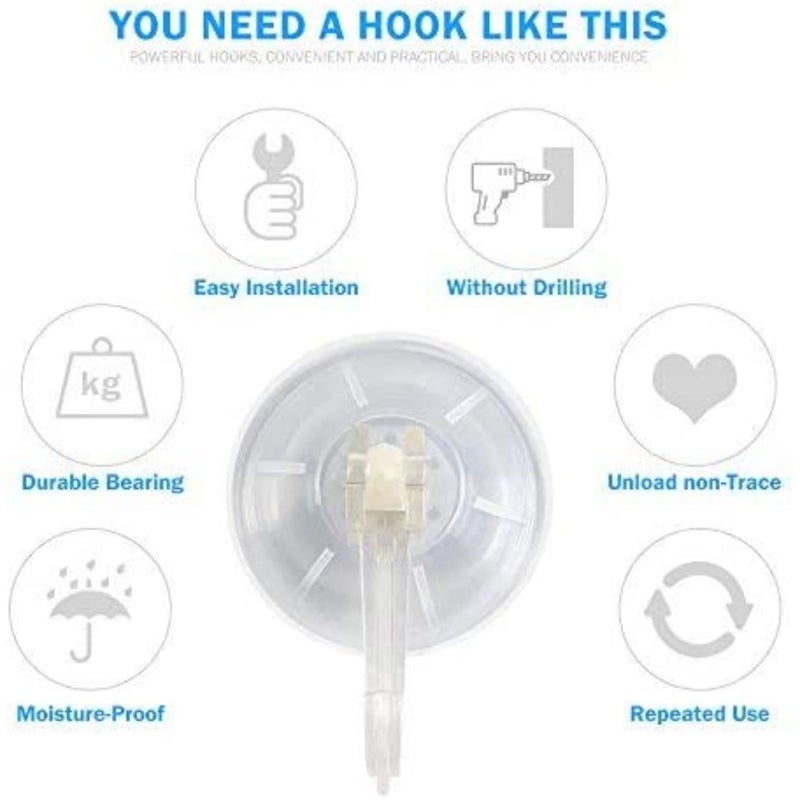 1st Choice 6 Pack Clear Plastic Suction Cup Hooks, Ultra Heavy Duty, Strong Power Lock, Vacuum Traceless, Smooth Waterproof Oil-Proof Wall Shower Kitchen Window Bathroom Holder - Image 3