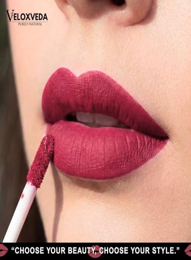 Veloxveda Mystic Matte Liquid Lipstick - Naughty Nude (Shade-10), 5ml - Deep Rosewood Pink, Long Lasting, Waterproof & Smudge-Proof Matte Finish - Image 5