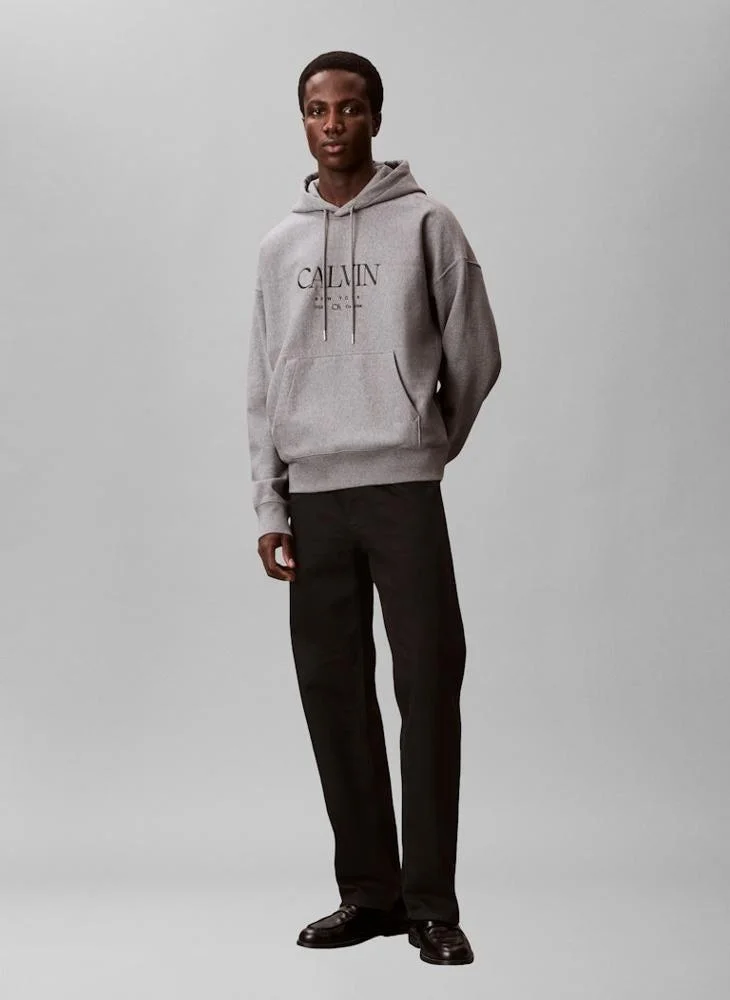 Calvin Klein Med Grey Htr Graphic Pullover Hoodie for Men | Best Price UAE