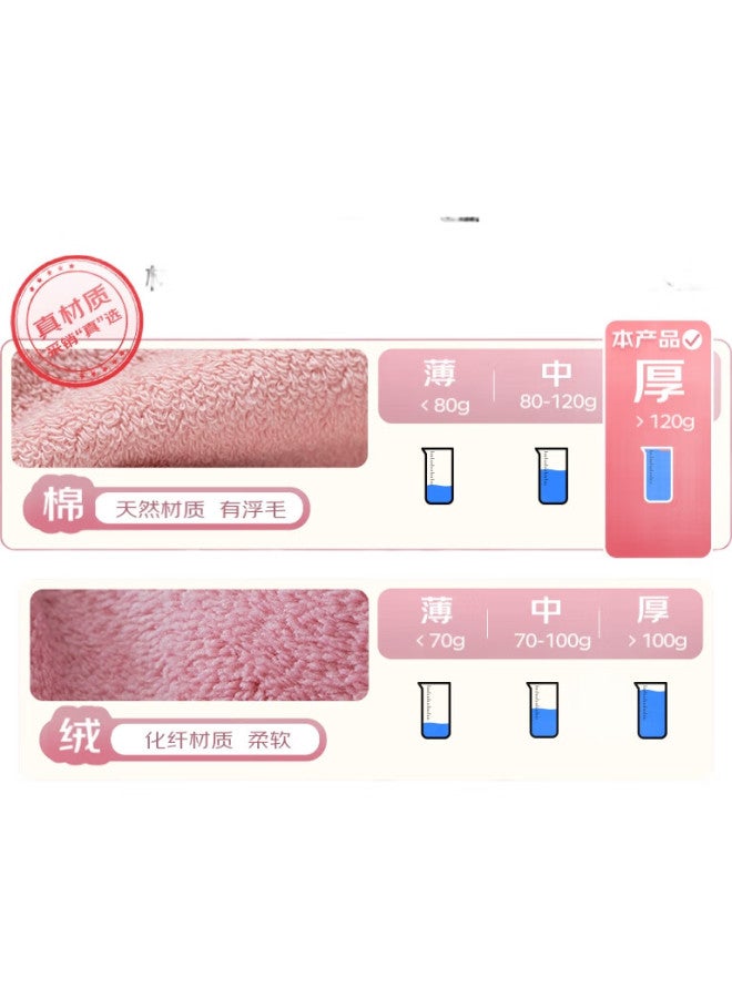 Grace Antibacterial And Anti-Mite Pure Cotton Towels, 3-Pack Gift Box, Long-Staple Cotton, Thickened, Absorbent Face Towels (Handbag Included)