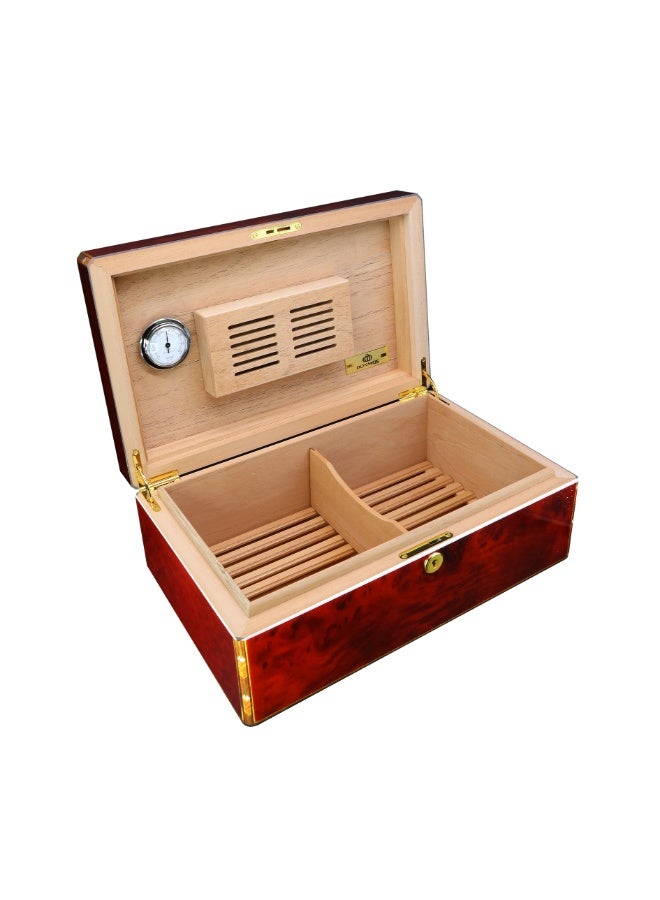 Hemingway Donatus Desktop Humidor – Spanish Cedar Wood with Hygrometer, Humidifier & Lock – 60–80 Capacity - Image 3