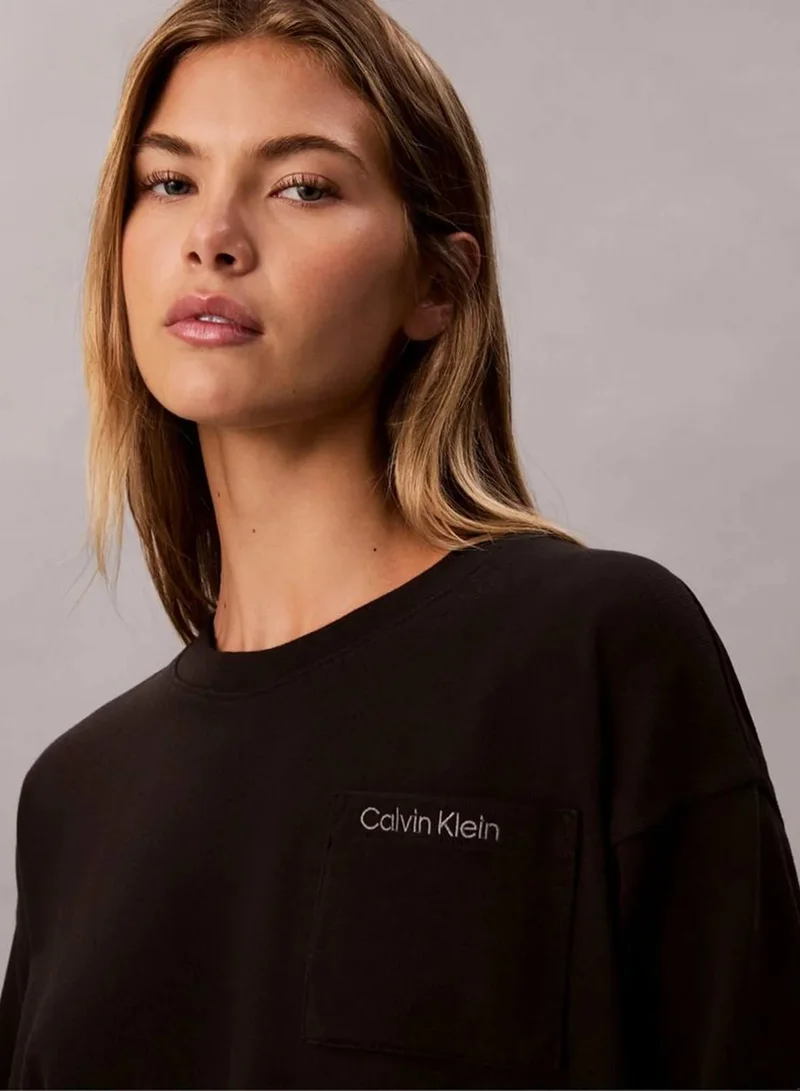 Calvin Klein Logo Cotton Jersey Cropped Lounge Top