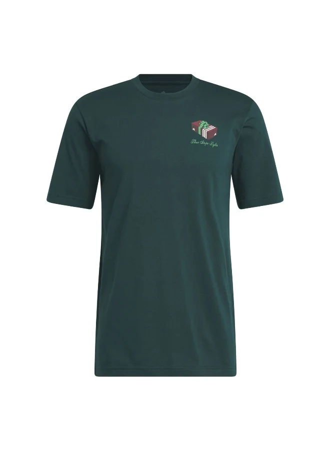 Adidas Adidas M Hldy Gftbox T Green Graphic Tee (Short Sleeve) T-Shirts For Men