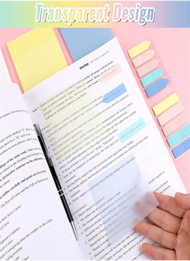 Transparent Sticky Notes, 250 Sheets 3 x3 inch Pastel Sticky Pads Clear Sticky Notes Self-Stick Notes Waterproof Translucent Memo Notepads for Reading, Learning, Meeting, School Annotation Supplies