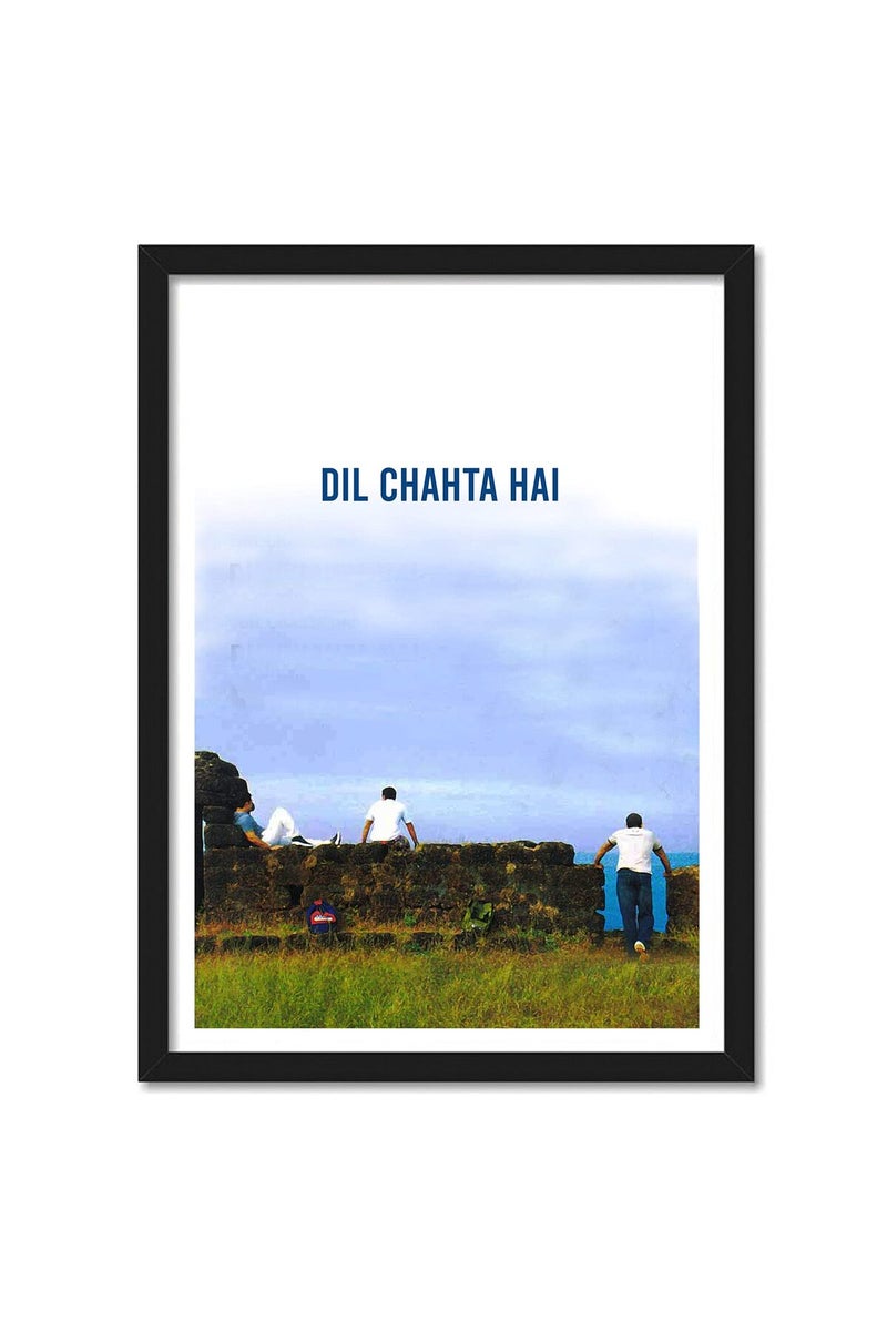 GRAY WALL ALAYRA PlexiGlass Bollywood Poster Dil Chahta Hai Movie Art Framed Poster multicolour Print 10inch x 13inch For Room Office - Image 1