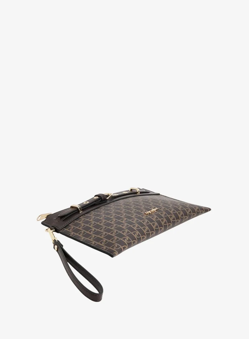 Paprika  Women Monogram Print Clutch with Wristlet Strap and Zip Closure for Women | Best Price UAE