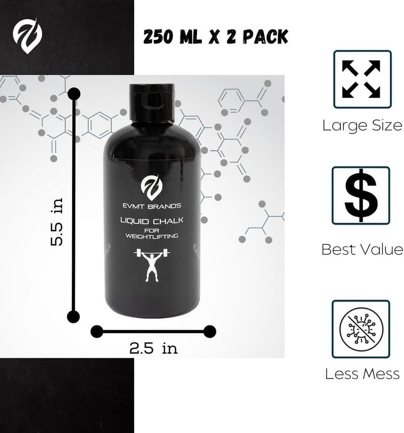 EVMT Brands Liquid Chalk, Mess Free Gym Chalk for Weightlifting, Gymnastics, Rock Climbing, Dancing, and Lifting. Sweat Resistant and Long Lasting for Stronger Hand Grip. Package May Vary. - Image 3
