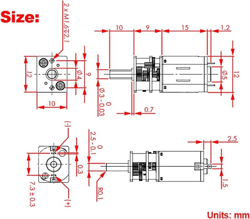 AITIAO 2PCS DC 6V 100RPM N20 Gear Motor High Torque Electric Micro Speed Reduction Geared Motor - Image 3