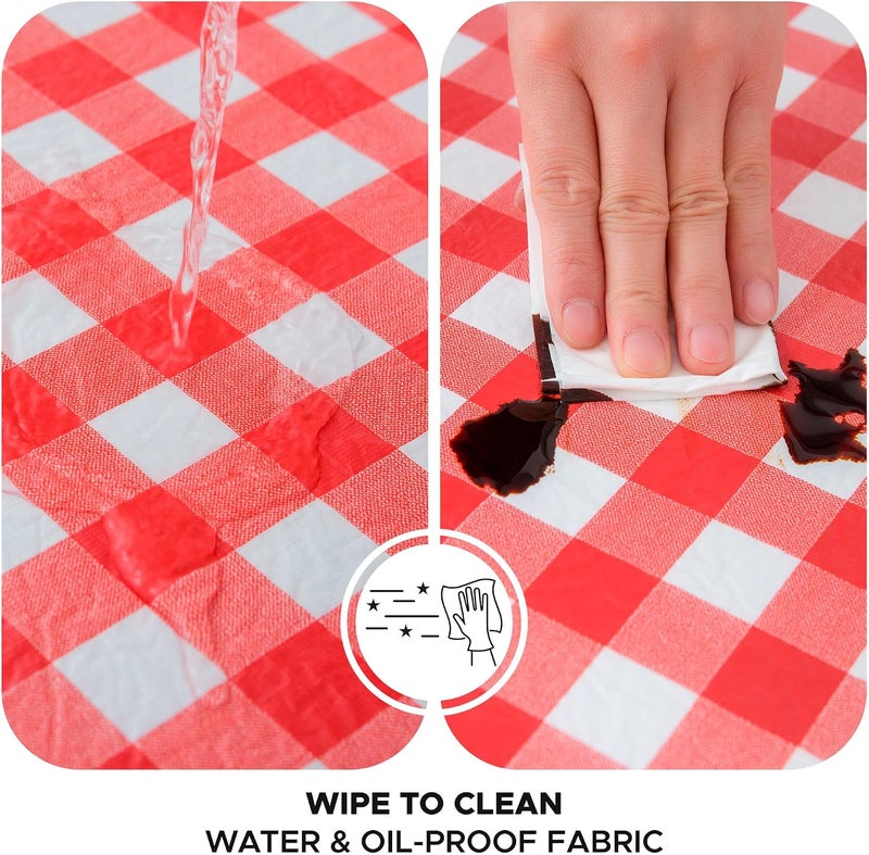 Nasitos 2 Pack Plastic Table Cloth 60x120 Inch - Red and White Rectangle Tablecloth Checkered, Wipeable Plaid Vinyl Tablecloth with Flannel Backing for Picnic Party, Camping, Romantic Dinner at Home - Image 2