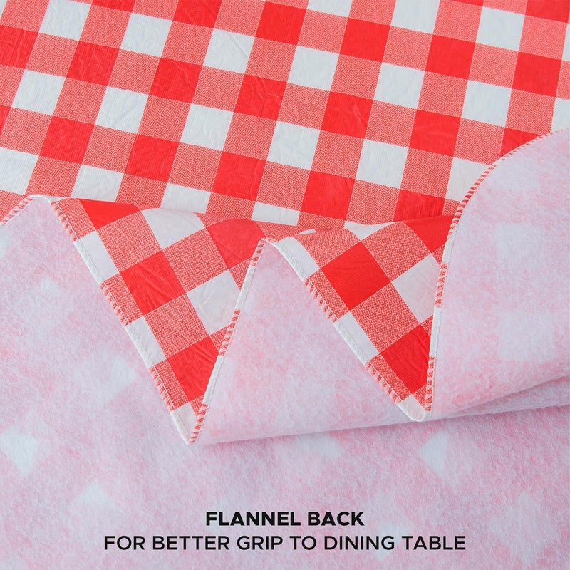 Nasitos 2 Pack Plastic Table Cloth 60x120 Inch - Red and White Rectangle Tablecloth Checkered, Wipeable Plaid Vinyl Tablecloth with Flannel Backing for Picnic Party, Camping, Romantic Dinner at Home - Image 3