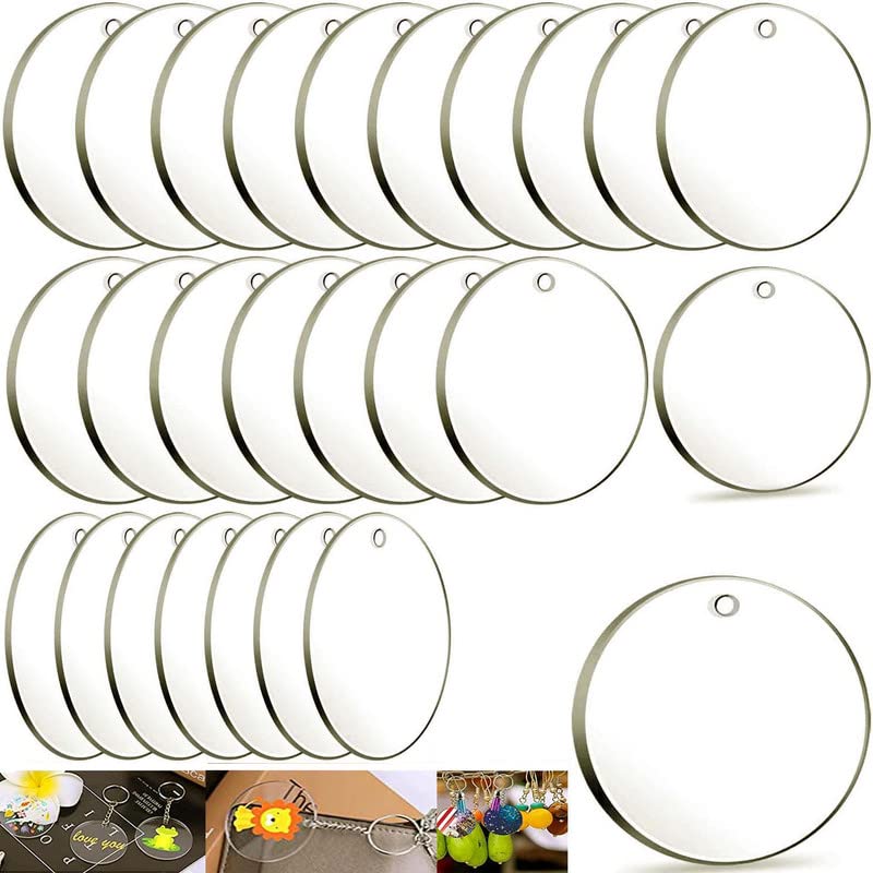 DIY Crafts حرف يدوية 2 قطع 2 بوصة مفاتيح أكريليك شفافة فارغة مفاتيح شفافة لأقراص أكريليك دائرية شفافة مفاتيح أكريليك فارغة بالجملة لحرف مفاتيح يدوية 2 قطع 2 بوصة شفافة - Image 1