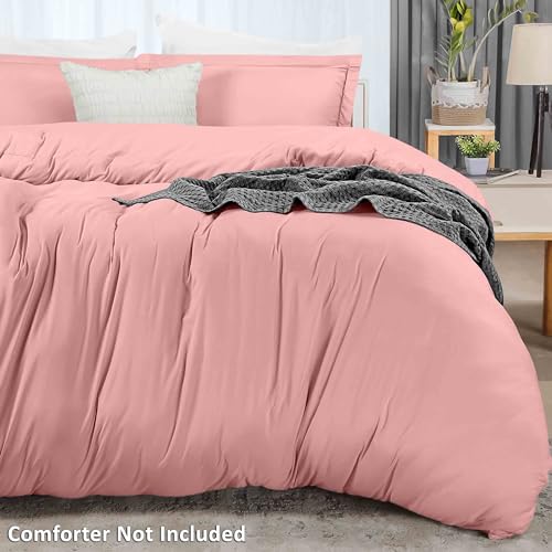 Utopia Bedding Duvet Cover Queen Size - 3 Piece with Zipper Closure - 1 Comforter Cover 90X90 Inches & 2 Pillow Shams 20X26 Inches (Pink) Comforter Not Included - Image 4