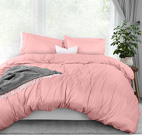 Utopia Bedding Duvet Cover Queen Size - 3 Piece with Zipper Closure - 1 Comforter Cover 90X90 Inches & 2 Pillow Shams 20X26 Inches (Pink) Comforter Not Included - Image 1