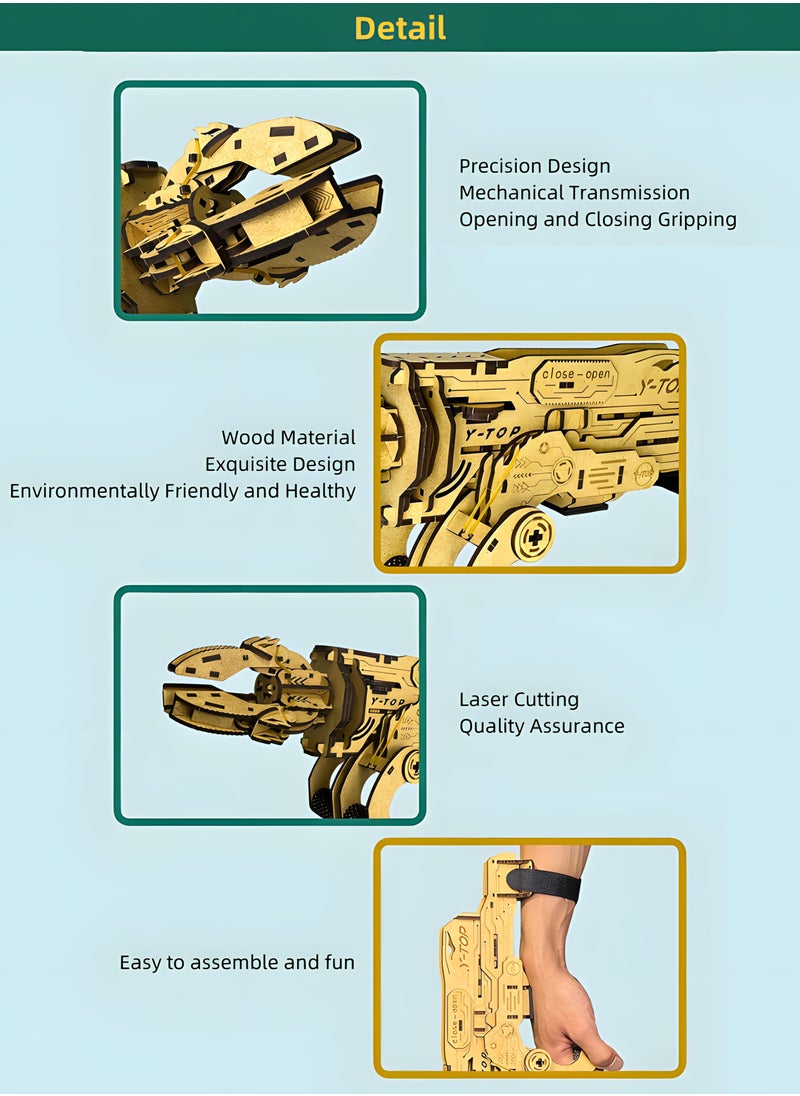 Generic - 3-Jaws Mechanical Claw - 3D Wooden Puzzle Model Kits for Teens and Adults - Brain Teaser Robot Arm Building Kits - Unique Toy Gifts for Ages 12 and Up, Fun and Challenging Build, Best Gift Ideas - Image 1